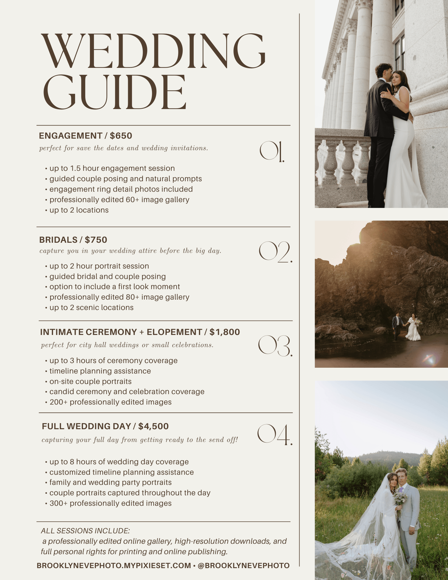 Page 2 of Brooklyn's pricing guide: Weddings + Elopements